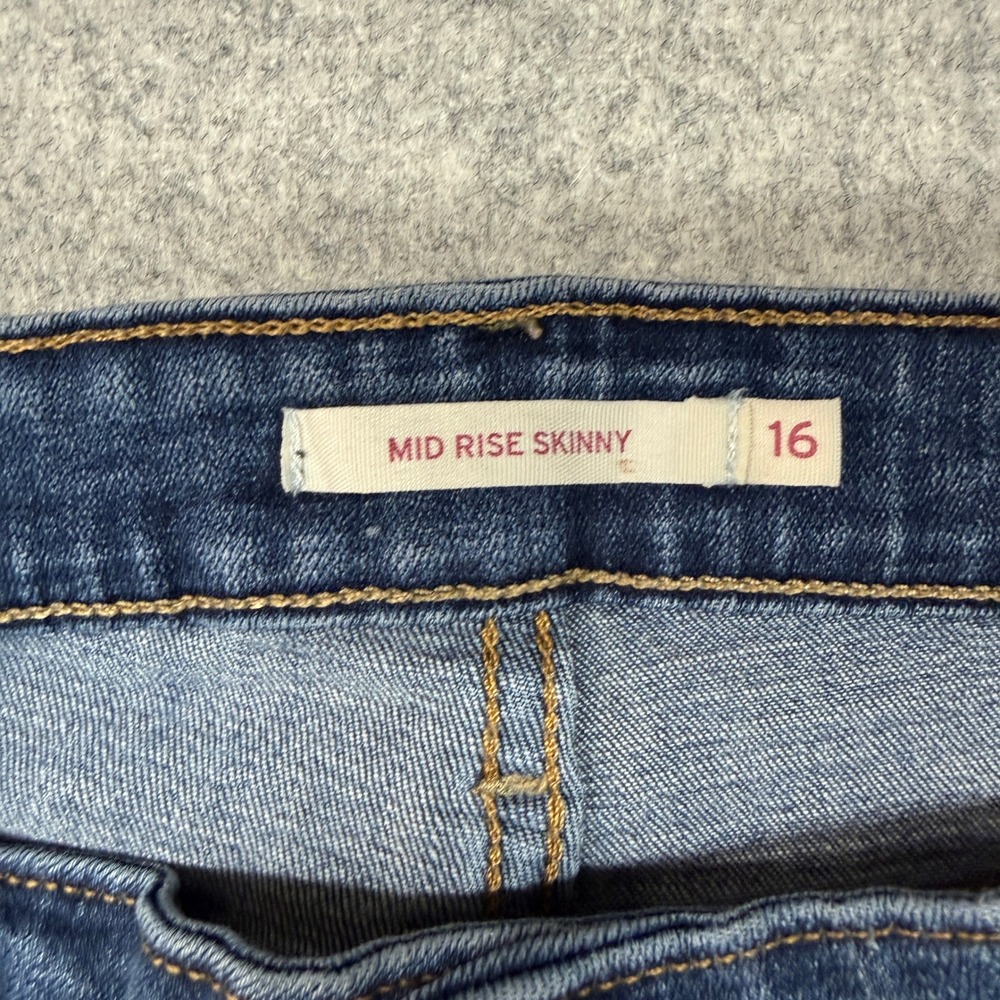 Levi's Mid Rise Skinny Jeans Size 16S Blue Denim Stretch W33 L30 Medium Wash Pan - Picture 3 of 11